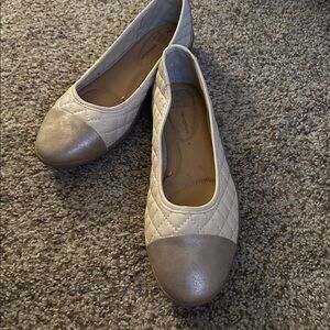 Time and Tru Quilted Cream and Silver Flats